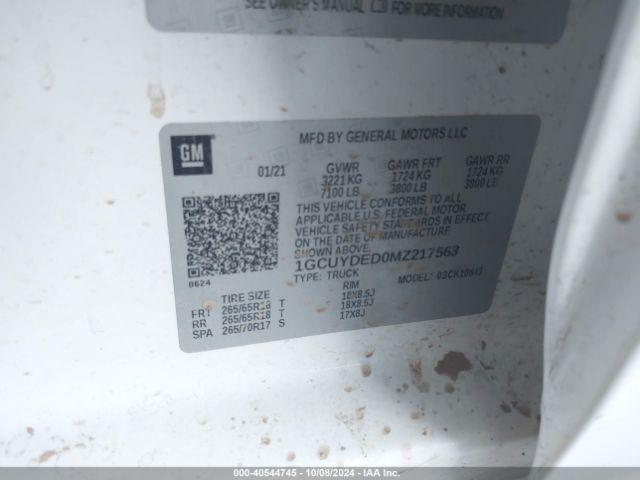 1GCUYDED0MZ217563 Chevrolet Silverado 1500 4wd  Short Bed Lt