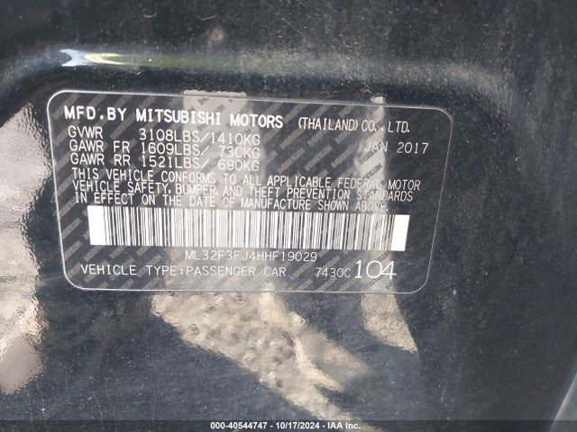 Mitsubishi Mirage G4 Es 2017 ML32F3FJ4HHF19029 Image 9