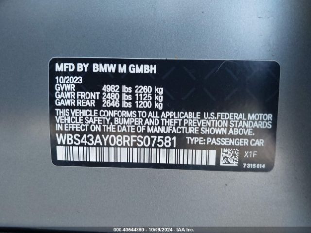 WBS43AY08RFS07581 BMW M3 Competition Xdrive