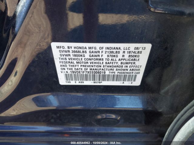 19VDE1F7XEE006019 Acura Ilx 2.0l