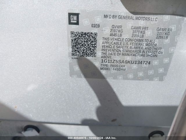 1G11Z5SA6KU134724 Chevrolet IMPALA LT