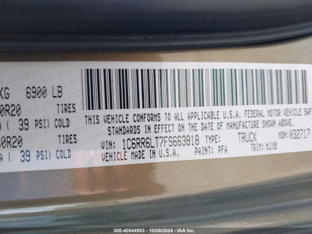 1C6RR6LT7FS663818 RAM 1500 Lone Star