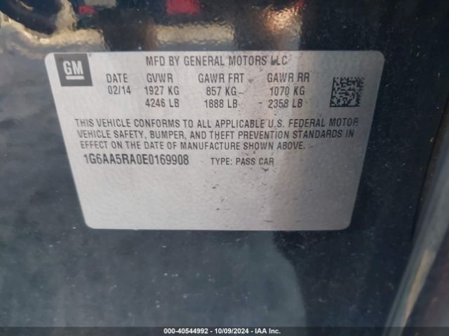 1G6AA5RA0E0169908 Cadillac Ats Standard
