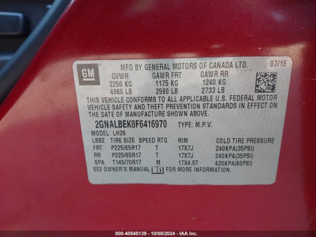 2GNALBEK8F6416970 Chevrolet EQUINOX 1LT