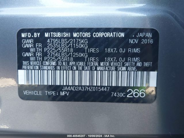 JA4AD2A37HZ015447 Mitsubishi Outlander Es