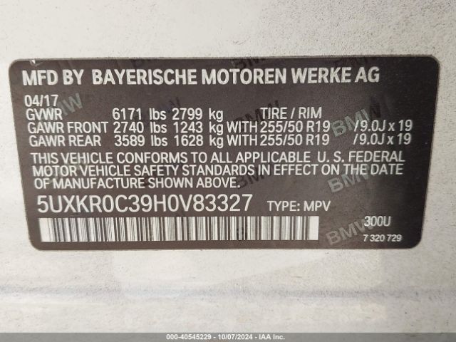 5UXKR0C39H0V83327 BMW X5 Xdrive35i