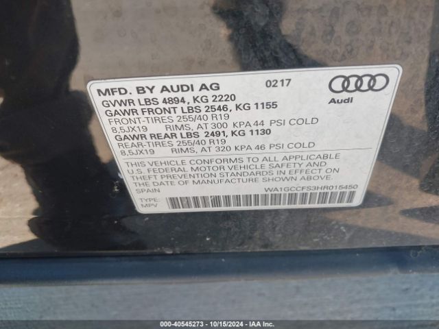 WA1GCCFS3HR015450 Audi Q3 2.0t Premium