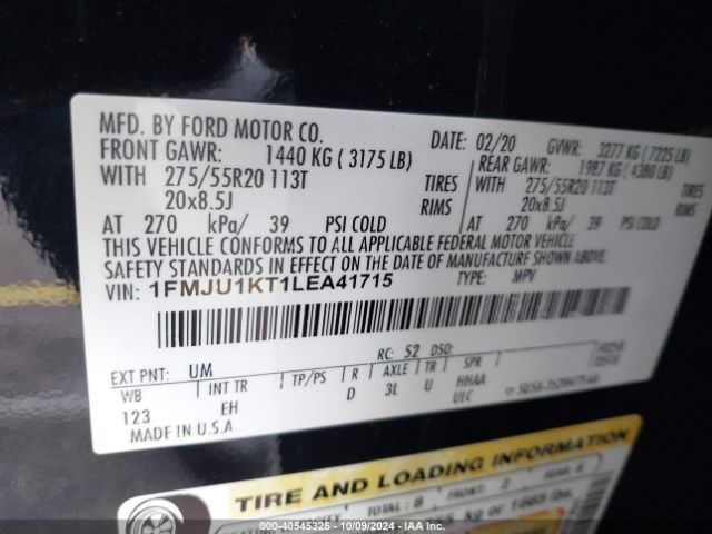1FMJU1KT1LEA41715 Ford Expedition Limited