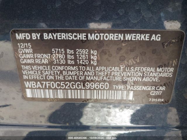 WBA7F0C52GGL99660 BMW 750i