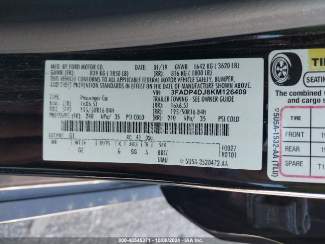 3FADP4DJ8KM126409 Ford Fiesta St Line