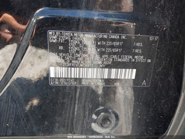 Toyota Rav4 Xle 2018 2T3RFREV7JW734811 Image 9