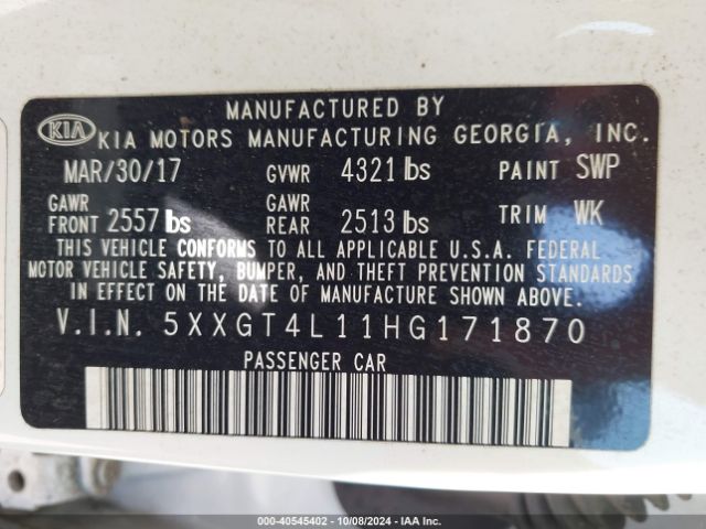 5XXGT4L11HG171870 KIA Optima Lx Turbo