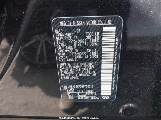 Infiniti Qx80 Premium Select 2021 JN8AZ2AF2M9720012 Image 9