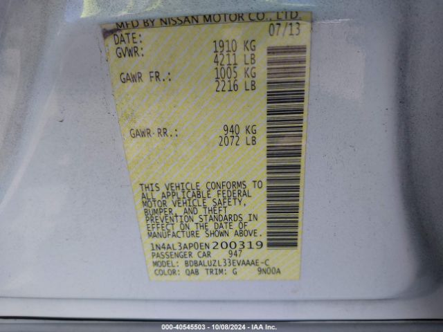 1N4AL3AP0EN200319 Nissan Altima 2.5 Sv