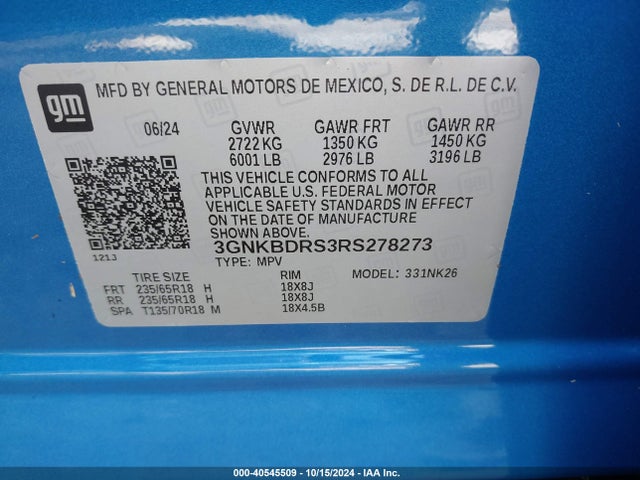 Chevrolet Blazer Fwd 3lt 2024 3GNKBDRS3RS278273 Image 9