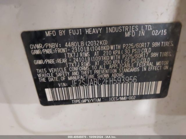 JF2SJABC2FH593956 Subaru Forester 2.5i