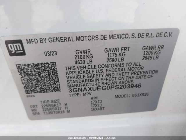 3GNAXUEG0PS203946 Chevrolet Equinox Awd Lt