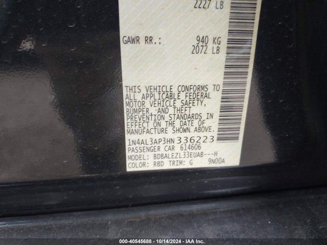 Nissan Altima 2.5 S 2017 1N4AL3AP3HN336223 Image 9