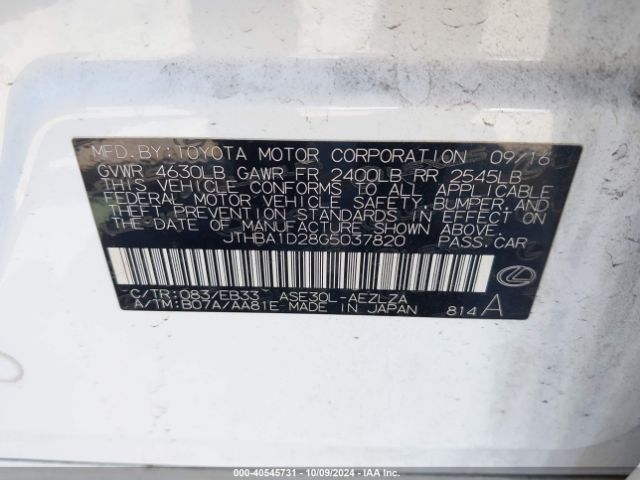 JTHBA1D28G5037820 Lexus IS 200T