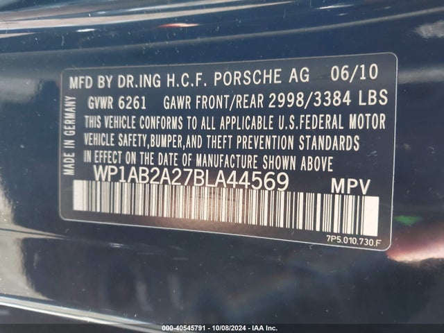 2011 PORSCHE CAYENNE WP1AB2A27BLA44569 Photo 8