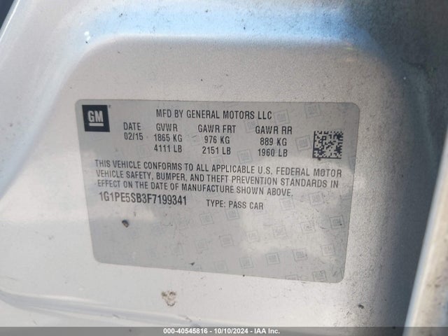 Chevrolet Cruze 2lt Auto 2015 1G1PE5SB3F7199341 Image 9
