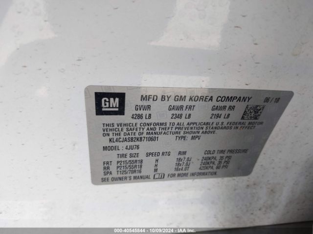 KL4CJASB2KB710601 Buick Encore Fwd Preferred