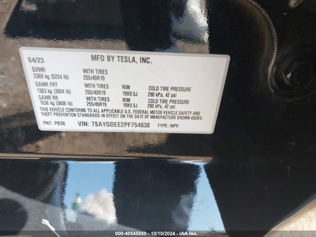 2023 TESLA MODEL Y 7SAYGDEE2PF754638 Photo 8