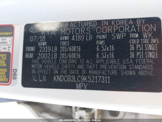 KNDCB3LC9K5217311 KIA NIRO LX