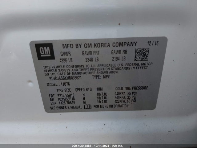 Buick Encore Preferred 2017 KL4CJASBXHB093621 Image 9