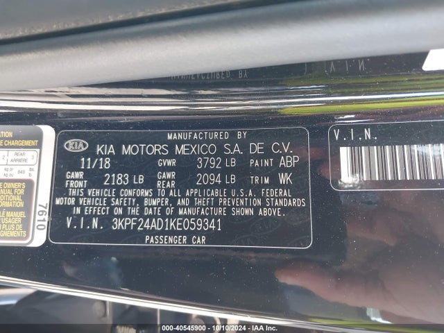KIA Forte Lxs 2019 3KPF24AD1KE059341 Image 9