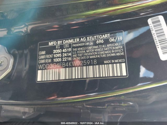 WDD3G4FB4KW025918 Mercedes-Benz A 220 4matic
