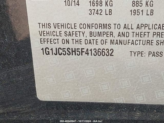 1G1JC5SH5F4136632 Chevrolet Sonic Lt Auto