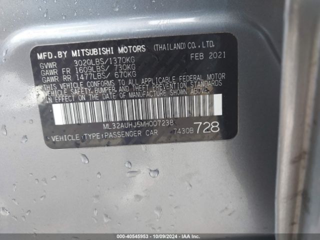 2021 MITSUBISHI MIRAGE ML32AUHJ5MH007238 Photo 8