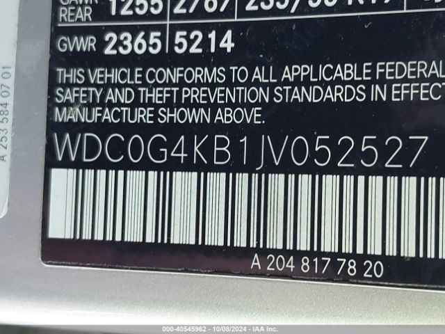 WDC0G4KB1JV052527 Mercedes-Benz Glc 300 4matic