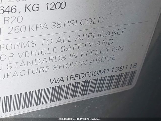 WA1EEDF30M1139118 Audi Q3 Premium Plus 45 Tfsi S Line Quattro Tiptronic