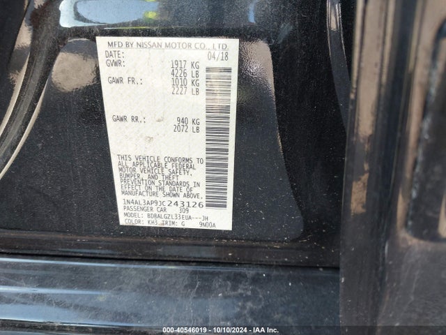 Nissan Altima 2.5 S 2018 1N4AL3AP9JC243126 Image 9
