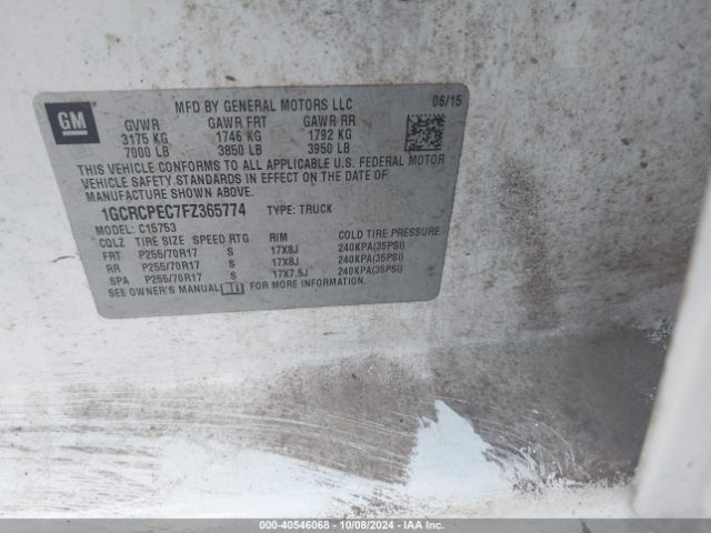 1GCRCPEC7FZ365774 Chevrolet Silverado 1500 Wt