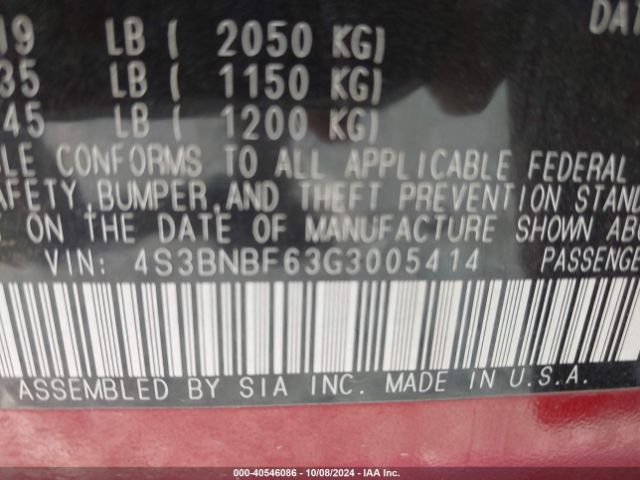 4S3BNBF63G3005414 Subaru Legacy 2.5i Premium