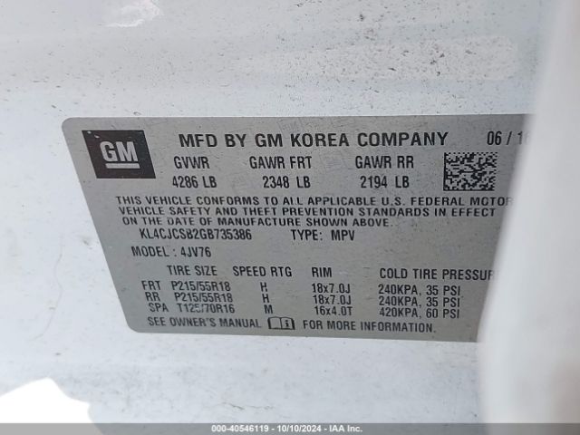KL4CJCSB2GB735386 Buick Encore Leather