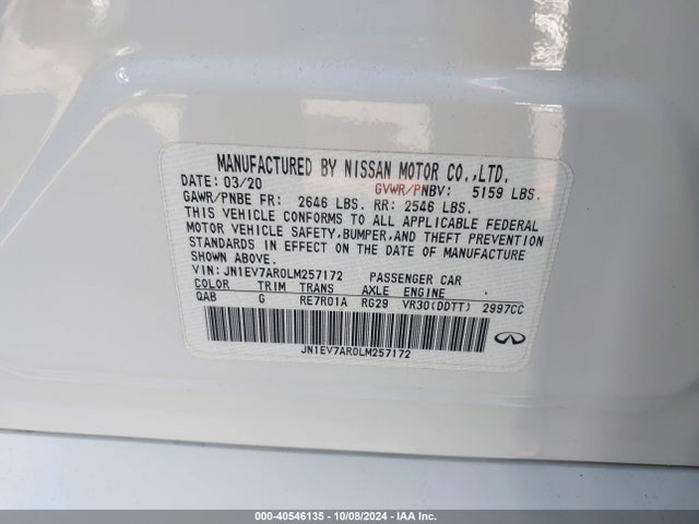 JN1EV7AR0LM257172 Infiniti Q50 Luxe Awd