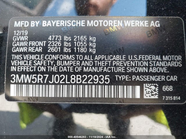 BMW 330i Xdrive 2020 3MW5R7J02L8B22935 Image 9