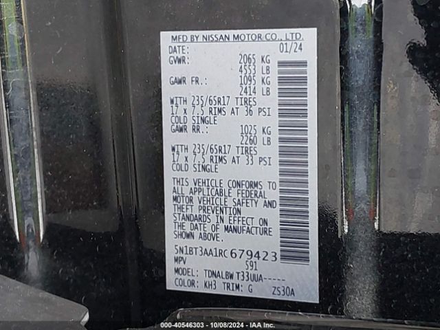 5N1BT3AA1RC679423 Nissan Rogue S Fwd