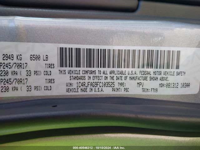 1C4RJFAG9FC103525 Jeep Grand Cherokee Laredo