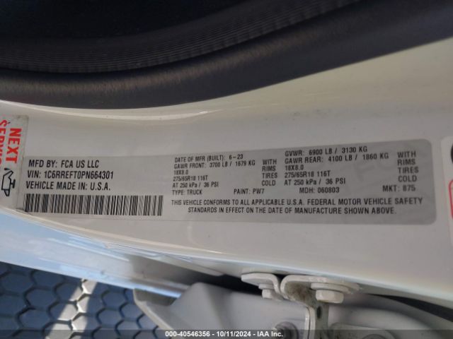 1C6RREFT0PN664301 RAM 1500 Big Horn  4x2 5'7 Box