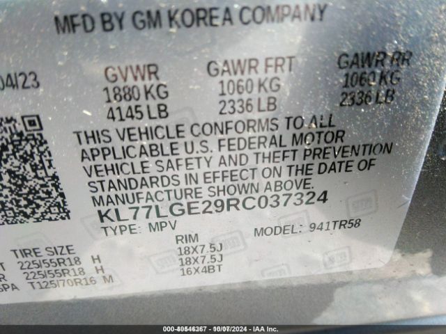 KL77LGE29RC037324 Chevrolet Trax Fwd 1rs