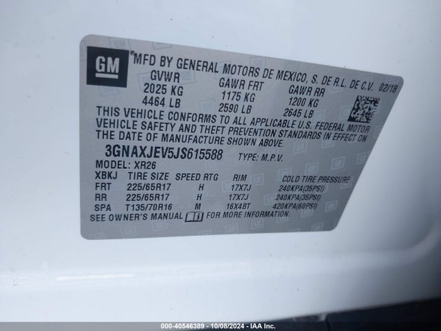 Chevrolet EQUINOX LT 2018 3GNAXJEV5JS615588 Image 9