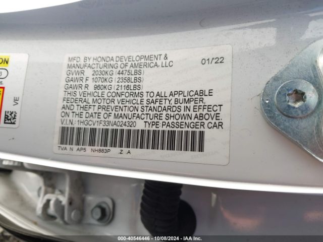 1HGCV1F33NA024320 Honda Accord Sport