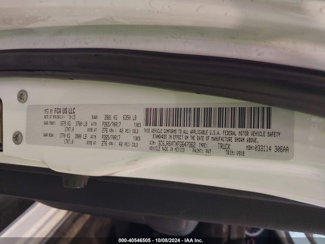 RAM 1500 Tradesman 2015 3C6JR6ATXFG647362 Image 9