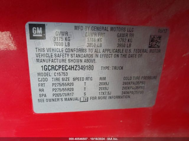 1GCRCPEC4HZ349180 Chevrolet Silverado 1500 Custom