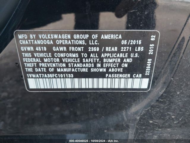 1VWAT7A35FC101133 Volkswagen Passat 1.8t Limited Edition